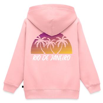 Rio de Janeiro - Sweat Premium à capuche zippé enfant bio - rose - Dos - AI Model Kid Female (0cm)
