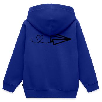 Papierflieger mit Herz - Kinder Premium Organic Zip Hoodie - Royalblau - Hinten - AI Model Kid Male (0cm)