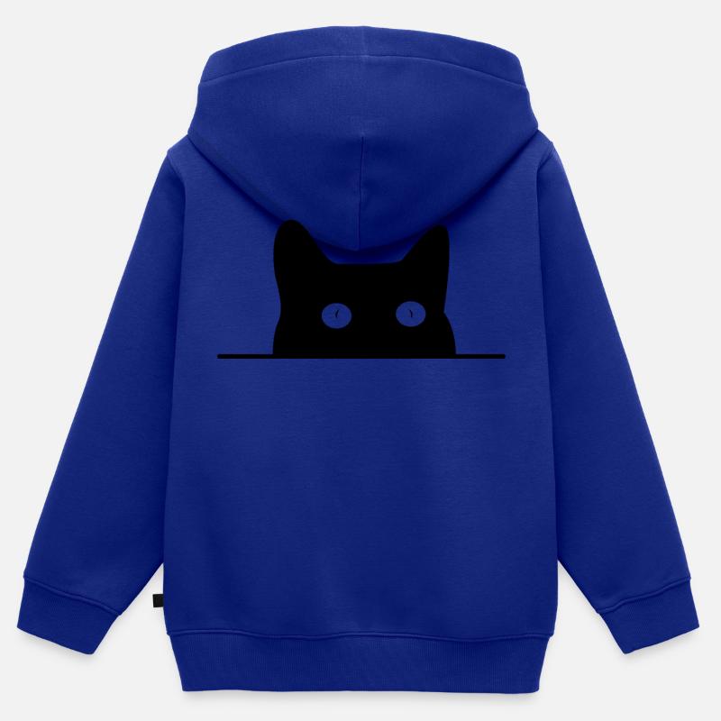 chat - Sweat Premium à capuche zippé enfant bio - bleu roi