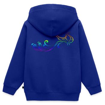 Pfau - Kinder Premium Organic Zip Hoodie - Royalblau - Hinten - AI Model Kid Male (0cm)
