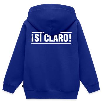 SÍ CLARO - Kinder Premium Organic Zip Hoodie - Royalblau - Hinten - AI Model Kid Male (0cm)