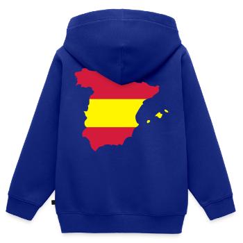 Espagne - Sweat Premium à capuche zippé enfant bio - bleu roi - Dos - AI Model Kid Male (0cm)