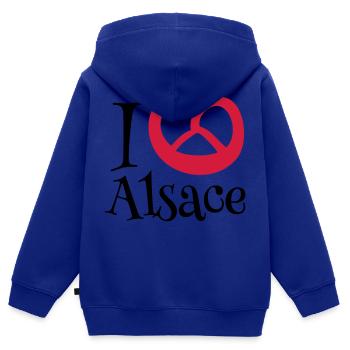 i love alsace - Sweat Premium à capuche zippé enfant bio - bleu roi - Dos - AI Model Kid Male (0cm)