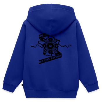 Free Partout! - Sweat Premium à capuche zippé enfant bio - bleu roi - Dos - AI Model Kid Male (0cm)