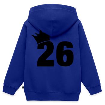 26_krone_f1 - Kinder Premium Organic Zip Hoodie - Royalblau - Hinten - AI Model Kid Male (0cm)