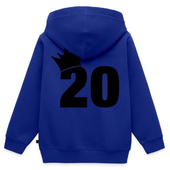 20_krone_f1 - Kinder Premium Organic Zip Hoodie - Royalblau - Hinten - AI Model Kid Male (0cm)