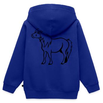Pony - Kinder Premium Organic Zip Hoodie - Royalblau - Hinten - AI Model Kid Male (0cm)