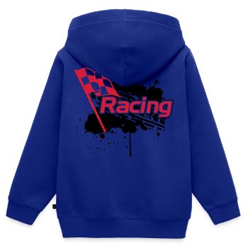 Racing - Kinder Premium Organic Zip Hoodie - Royalblau - Hinten - AI Model Kid Male (0cm)