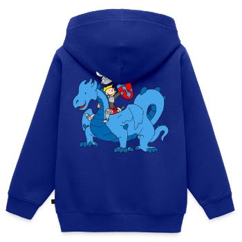 Boy Knight riding Blue Dragon - Kinder Premium Organic Zip Hoodie - Royalblau - Hinten - AI Model Kid Male (0cm)