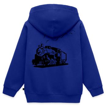 dampflok eisenbahn lokomotive romantik - Kinder Premium Organic Zip Hoodie - Royalblau - Hinten - AI Model Kid Male (0cm)