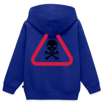 skull danger triangle panel 280) - Kids Premium Organic Zip-up Hoodie - royal blue - Back - AI Model Kid Male (0cm)
