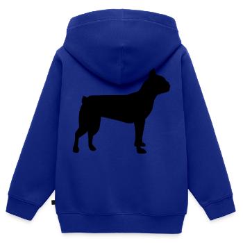 Boston Terrier - Sweat Premium à capuche zippé enfant bio - bleu roi - Dos - AI Model Kid Male (0cm)