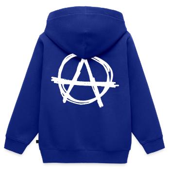 Anarchie - Sweat Premium à capuche zippé enfant bio - bleu roi - Dos - AI Model Kid Male (0cm)