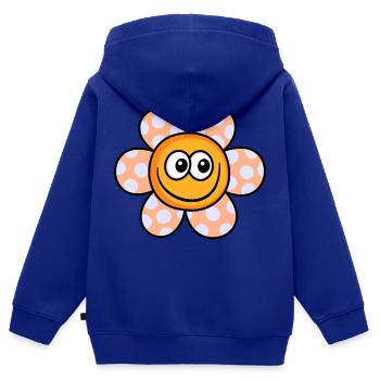 Happy Orange Daisy Flower Doodle - Kids Premium Organic Zip-up Hoodie - royal blue - Back - AI Model Kid Male (0cm)
