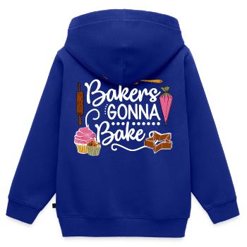 Boulangerie Baker Boulangerie Boulangerie Gâteau de confiserie - Sweat Premium à capuche zippé enfant bio - bleu roi - Dos - AI Model Kid Male (0cm)