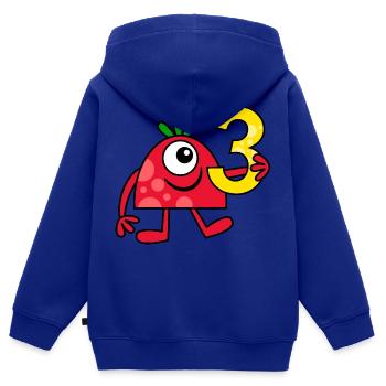 Funny Red Cartoon Number Three Monster - Kids Premium Organic Zip-up Hoodie - royal blue - Back - AI Model Kid Male (0cm)