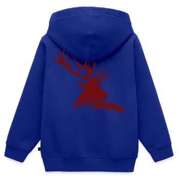 Hirsch - Kinder Premium Organic Zip Hoodie - Royalblau - Hinten - AI Model Kid Male (0cm)