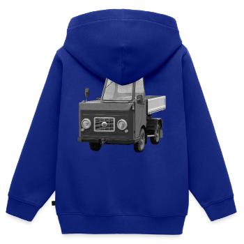 Multicar 22 Waltershausen Kipper DDR Oldtimer - Kinder Premium Organic Zip Hoodie - Royalblau - Hinten - AI Model Kid Male (0cm)