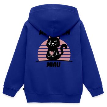 Katze - Mir doch Miau - Kinder Premium Organic Zip Hoodie - Royalblau - Hinten - AI Model Kid Male (0cm)