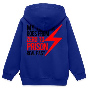 My Temper Goes From Zero To Prison Real Fast 4 - Kids Premium Organic Zip-up Hoodie - royal blue - Back - AI Model Kid Male (0cm)