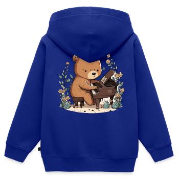 Ours mélodique - Sweat Premium à capuche zippé enfant bio - bleu roi - Dos - AI Model Kid Male (0cm)