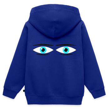 Paire d’yeux turquoise - Sweat Premium à capuche zippé enfant bio - bleu roi - Dos - AI Model Kid Male (0cm)