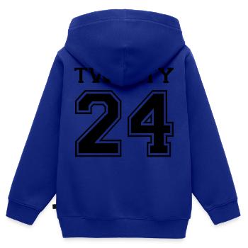2024 - Kinder Premium Organic Zip Hoodie - Royalblau - Hinten - AI Model Kid Male (0cm)