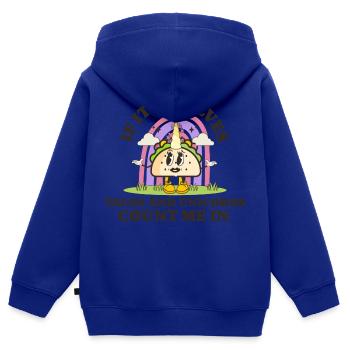 Taco - Kinder Premium Organic Zip Hoodie - Royalblau - Hinten - AI Model Kid Male (0cm)