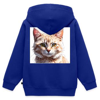 Katze Zeichnung - Kinder Premium Organic Zip Hoodie - Royalblau - Hinten - AI Model Kid Male (0cm)