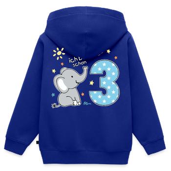 3. Geburtstag niedlicher Elefant Jungen Geschenk - Kinder Premium Organic Zip Hoodie - Royalblau - Hinten - AI Model Kid Male (0cm)