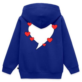 Bulle de dialogue avec des cœurs - Sweat Premium à capuche zippé enfant bio - bleu roi - Dos - AI Model Kid Male (0cm)