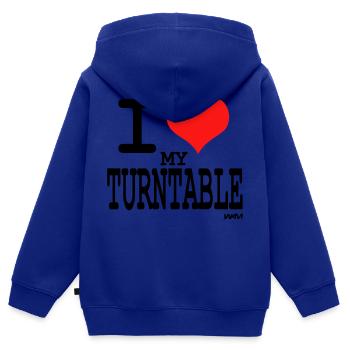 i love turntable by wam - Sweat Premium à capuche zippé enfant bio - bleu roi - Dos - AI Model Kid Male (0cm)