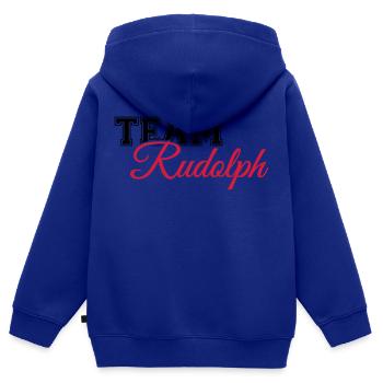 Team Rudolph - Kinder Premium Organic Zip Hoodie - Royalblau - Hinten - AI Model Kid Male (0cm)
