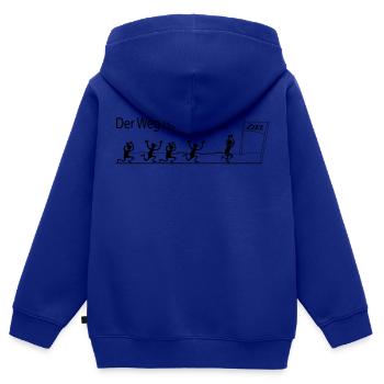 DAS ZIEL - MARATHON - Kinder Premium Organic Zip Hoodie - Royalblau - Hinten - AI Model Kid Male (0cm)