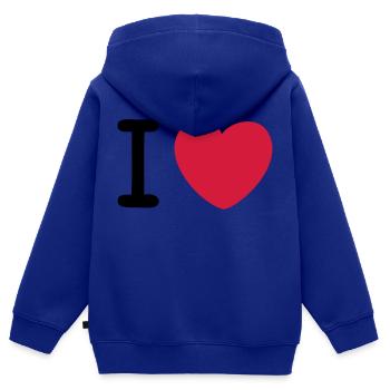 I love Original - Kinder Premium Organic Zip Hoodie - Royalblau - Hinten - AI Model Kid Male (0cm)