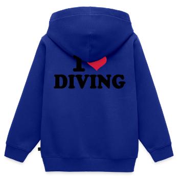 I love Diving - Sweat Premium à capuche zippé enfant bio - bleu roi - Dos - AI Model Kid Male (0cm)