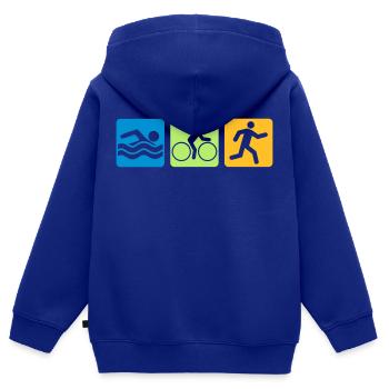 bunt sport buttons piktogramm cool logo swim bike - Kinder Premium Organic Zip Hoodie - Royalblau - Hinten - AI Model Kid Male (0cm)