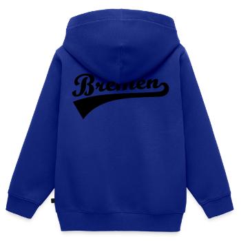 Bremen - Kinder Premium Organic Zip Hoodie - Royalblau - Hinten - AI Model Kid Male (0cm)