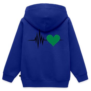 Puls Herz grün, vegan Frequenz, Natur, Bäume, Wald - Kinder Premium Organic Zip Hoodie - Royalblau - Hinten - AI Model Kid Male (0cm)
