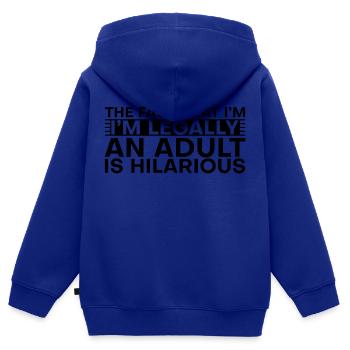 The Fact That I'm Legally An Adult Is Hilarious 2 - Kinder Premium Organic Zip Hoodie - Royalblau - Hinten - AI Model Kid Male (0cm)