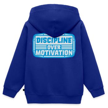 discipline over motivation Zitat - Kinder Premium Organic Zip Hoodie - Royalblau - Hinten - AI Model Kid Male (0cm)