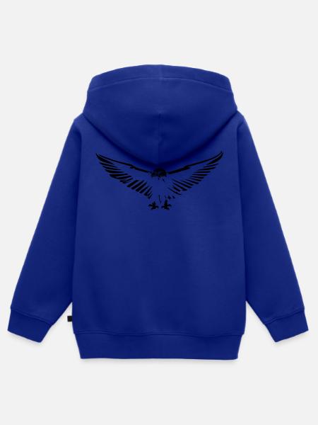 Flying eagle opening its wings stylized simple - Kids Premium Organic Zip-up Hoodie - royal blue