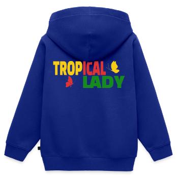 Tropical lady - Sweat Premium à capuche zippé enfant bio - bleu roi - Dos - AI Model Kid Male (0cm)