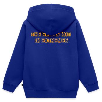 Le mal n’est pas dans les extrêmes - Sweat Premium à capuche zippé enfant bio - bleu roi - Dos - AI Model Kid Male (0cm)