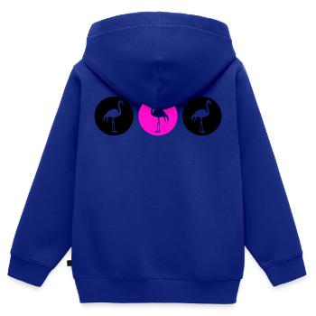 Flamants roses Design 2 - Sweat Premium à capuche zippé enfant bio - bleu roi - Dos - AI Model Kid Male (0cm)