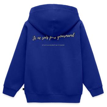 Gierig - Kinder Premium Organic Zip Hoodie - Royalblau - Hinten - AI Model Kid Male (0cm)