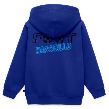 Fuß Marseille - Kinder Premium Organic Zip Hoodie - Royalblau - Hinten - AI Model Kid Male (0cm)