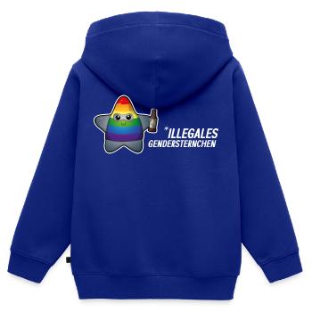 Astérisque de genre illégal ? Trop mignon pour être poursuivi en justice ! - Sweat Premium à capuche zippé enfant bio - bleu roi - Dos - AI Model Kid Male (0cm)