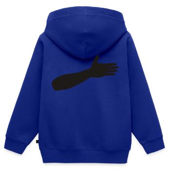 Hand Arm - Kinder Premium Organic Zip Hoodie - Royalblau - Hinten - AI Model Kid Male (0cm)