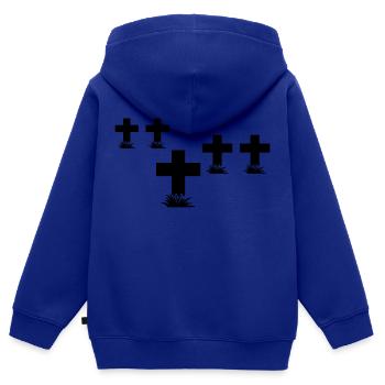 rip_1_f1 - Kinder Premium Organic Zip Hoodie - Royalblau - Hinten - AI Model Kid Male (0cm)